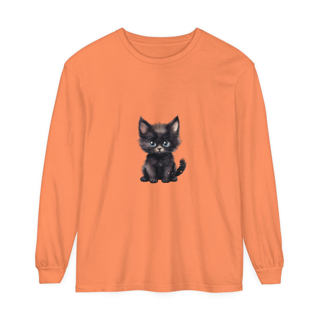 Cute Kitten with Blue Eyes Long Sleeve T-Shirt Alt Text 1