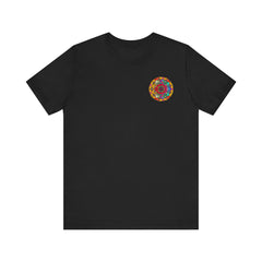 Colorful t-shirt featuring a spiritual mandala design for peace and harmony