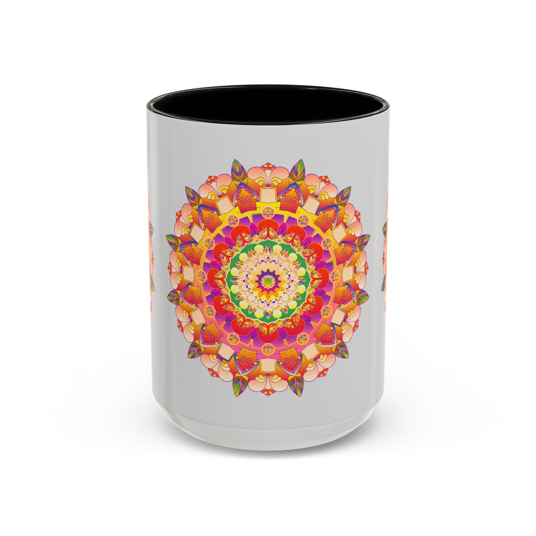 Colorful ceramic mug with intricate mandala art design