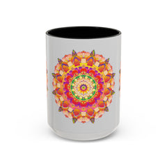 Colorful ceramic mug with intricate mandala art design