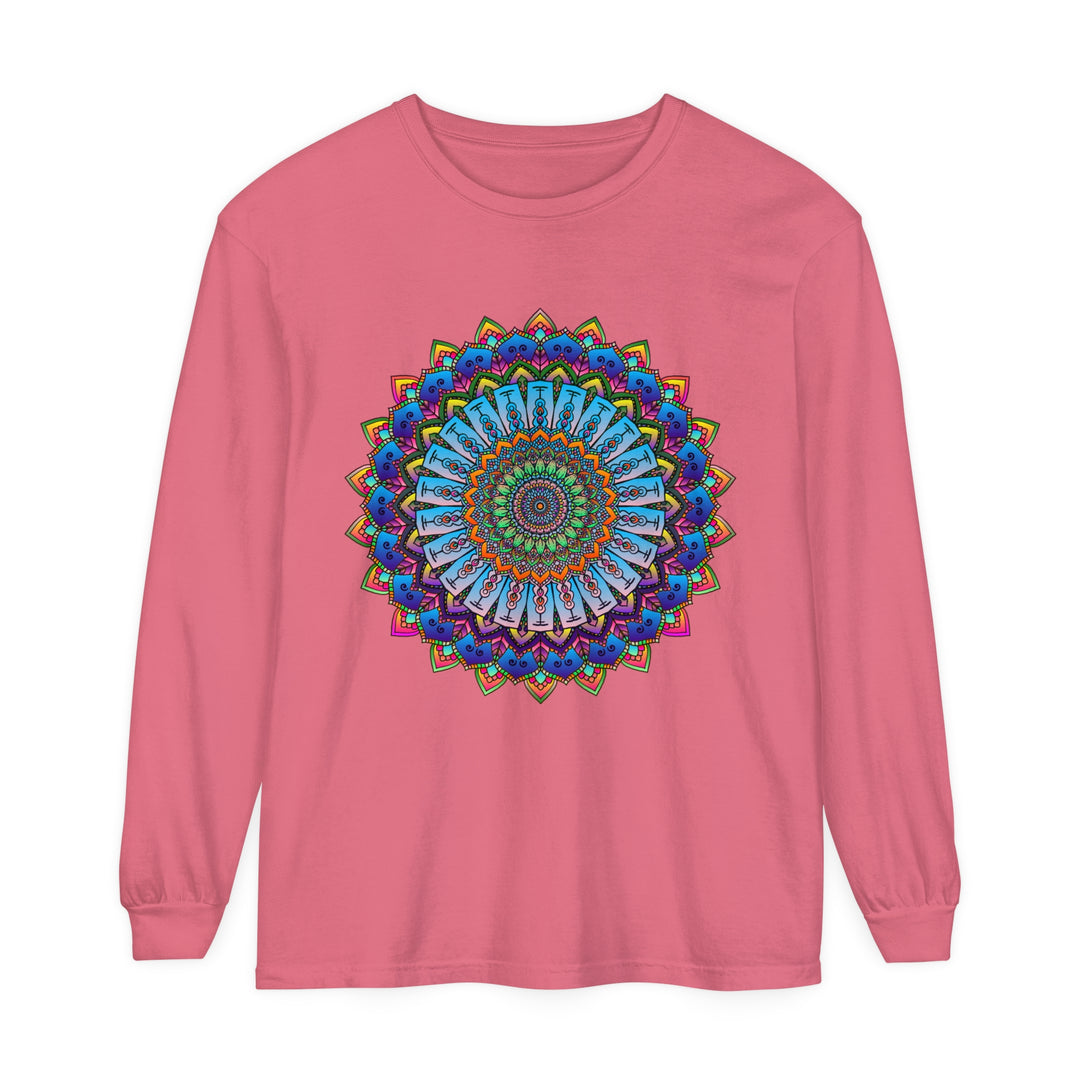 Colorful and intricate mandala design long sleeve t-shirt for men and women