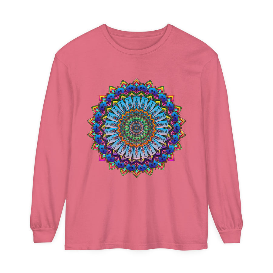 Colorful and intricate mandala design long sleeve t-shirt for men and women