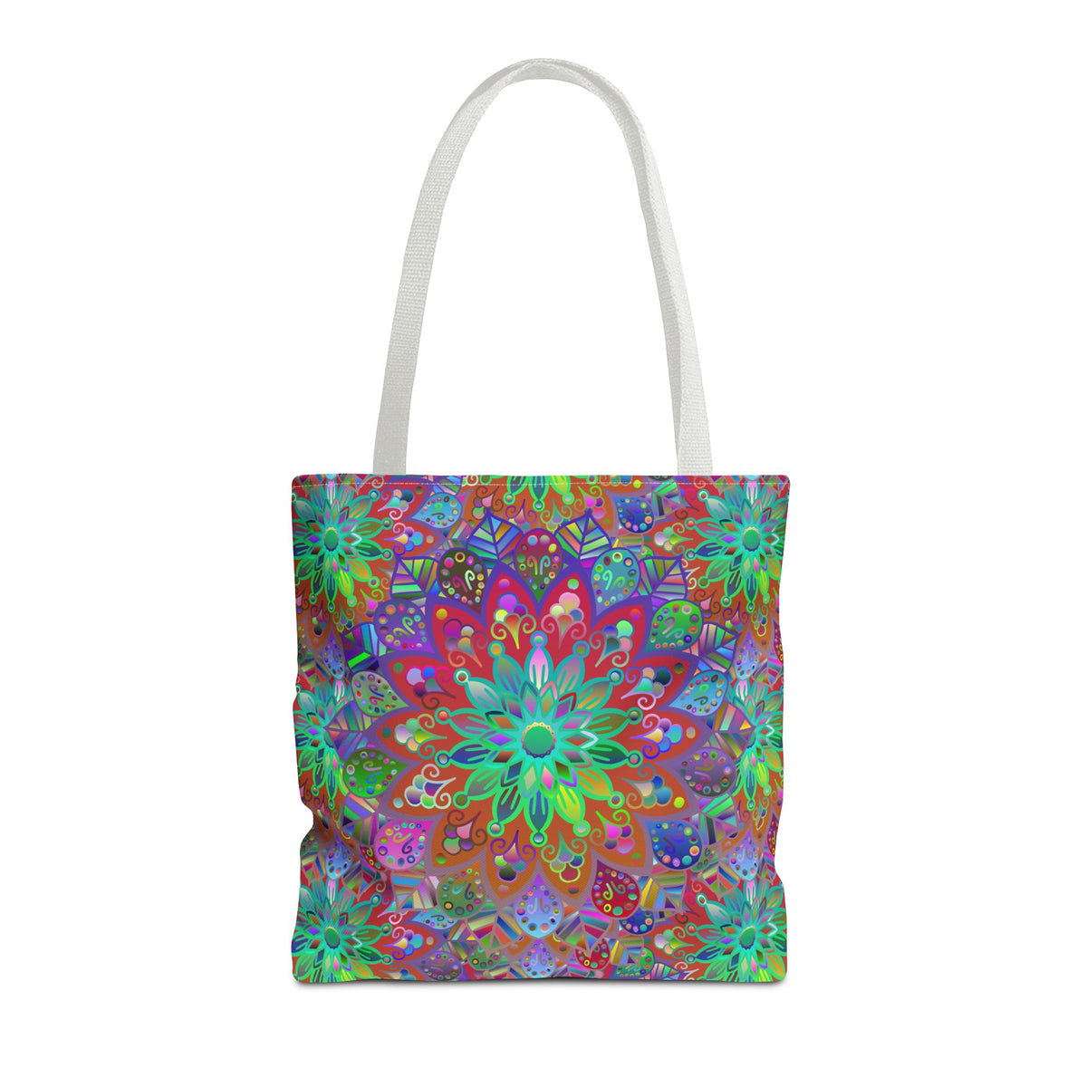 Psychedelic Mandala Tote Bag — Colorful Boho All-Over Print Tote