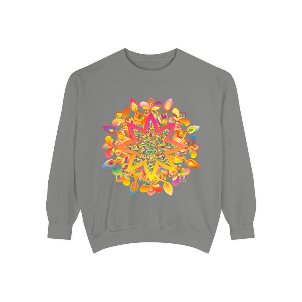 Colorful Mandala Sweatshirt featuring intricate design and cozy, soft material