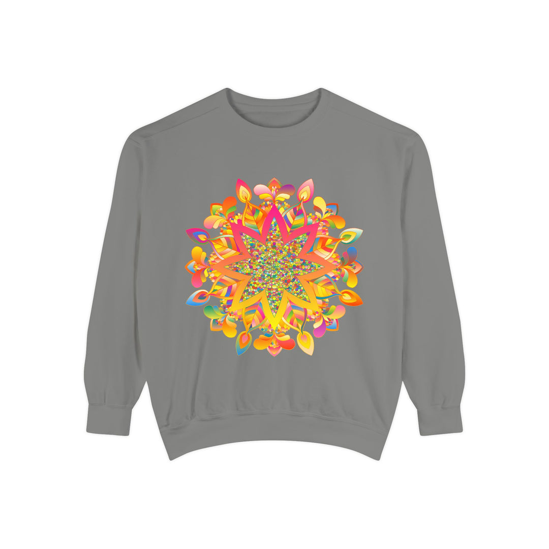 Colorful Mandala Sweatshirt featuring intricate design and cozy, soft material