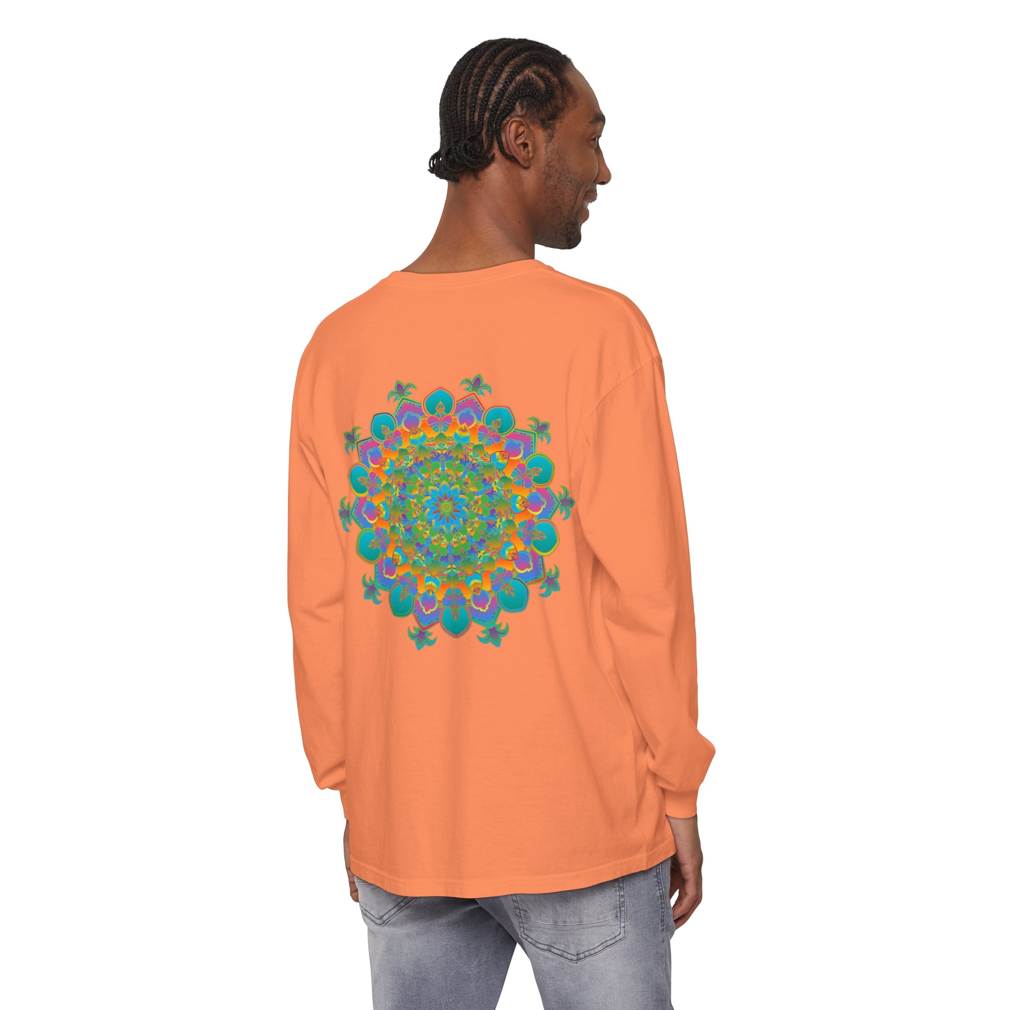 Colorful and intricate mandala design long sleeve t-shirt for all genders