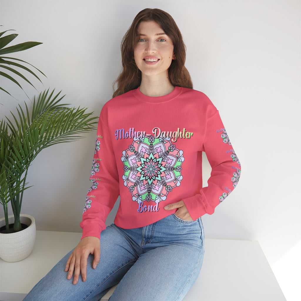 Felpa Girocollo Legame Madre-Figlia — Regalo di Famiglia Mandala Floreale
