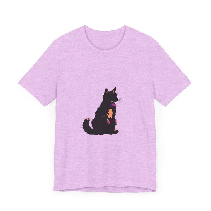 Black Cat Mystery Abstract T-Shirt with intricate design and striking colors