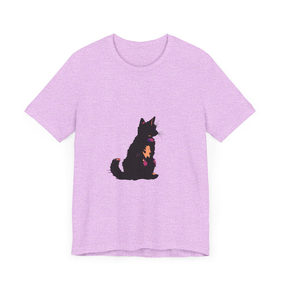 Black Cat Mystery Abstract T-Shirt with intricate design and striking colors