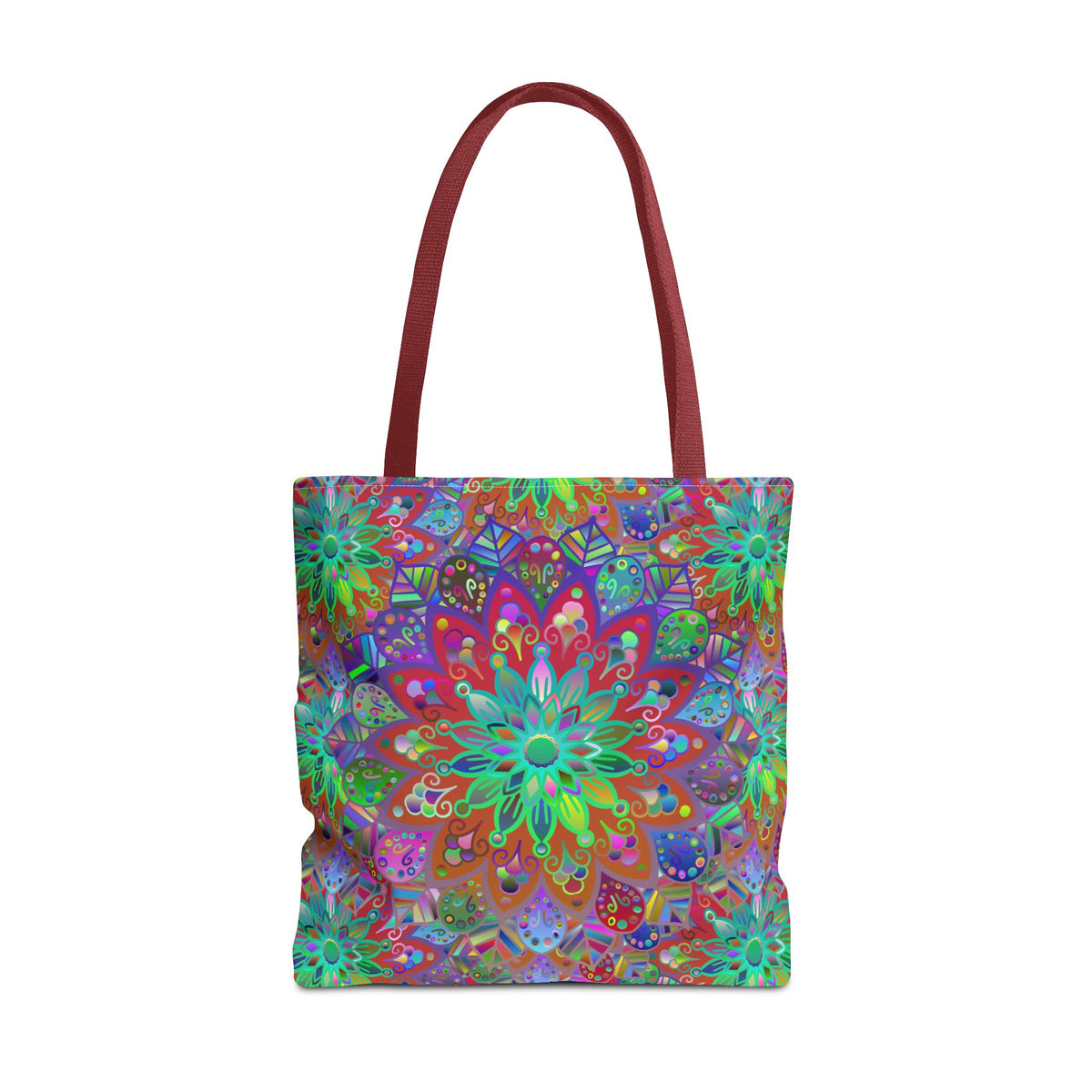 Psychedelic Mandala Tote Bag — Colorful Boho All-Over Print Tote