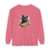 Black Cat & Flowers Watercolor T-Shirt with vibrant watercolor design, perfect for cat lovers