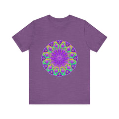 Beautiful purple and green mandala tee with intricate and detailed design
