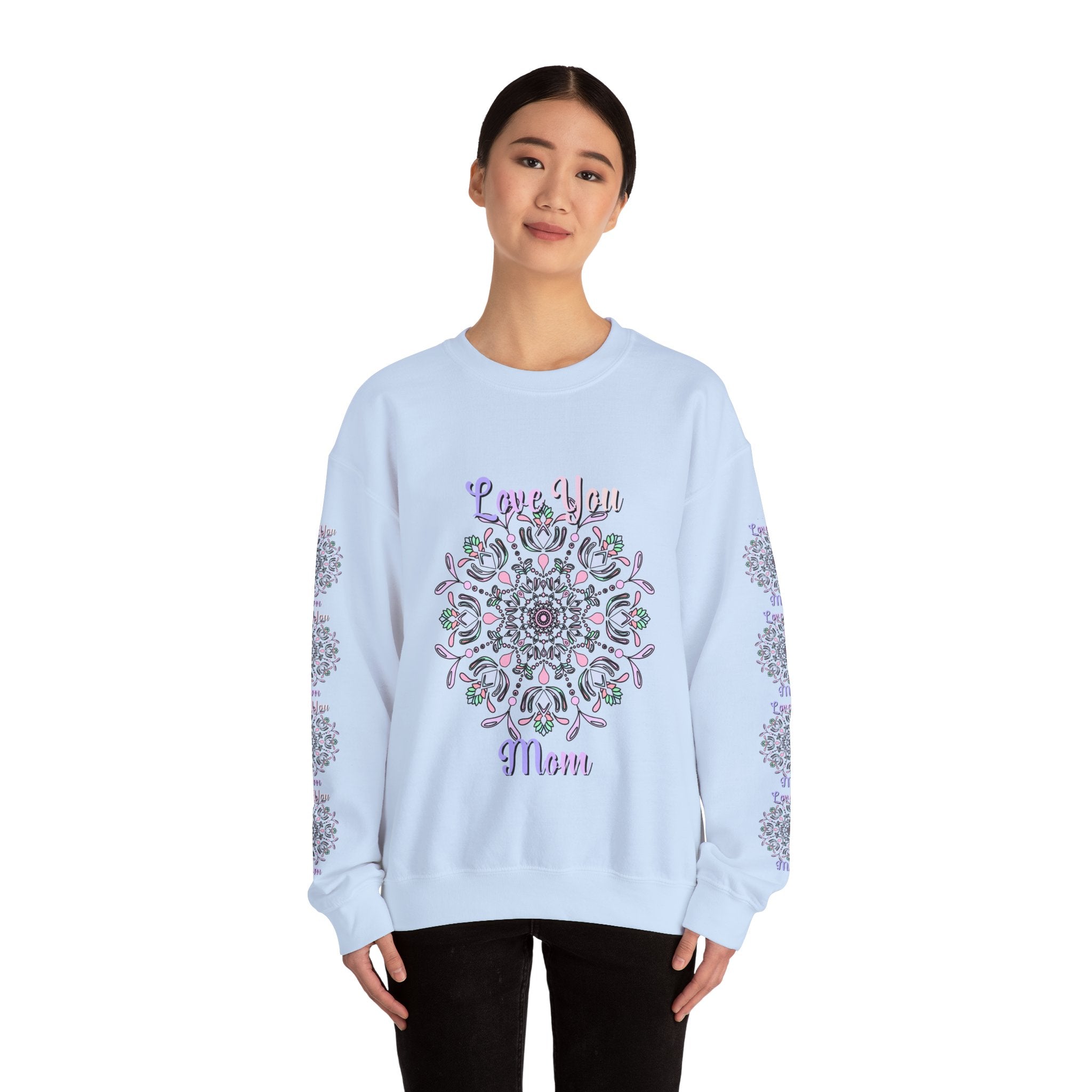 Mom Empowering Mandala Sweatshirt in Soft Pastel Hues