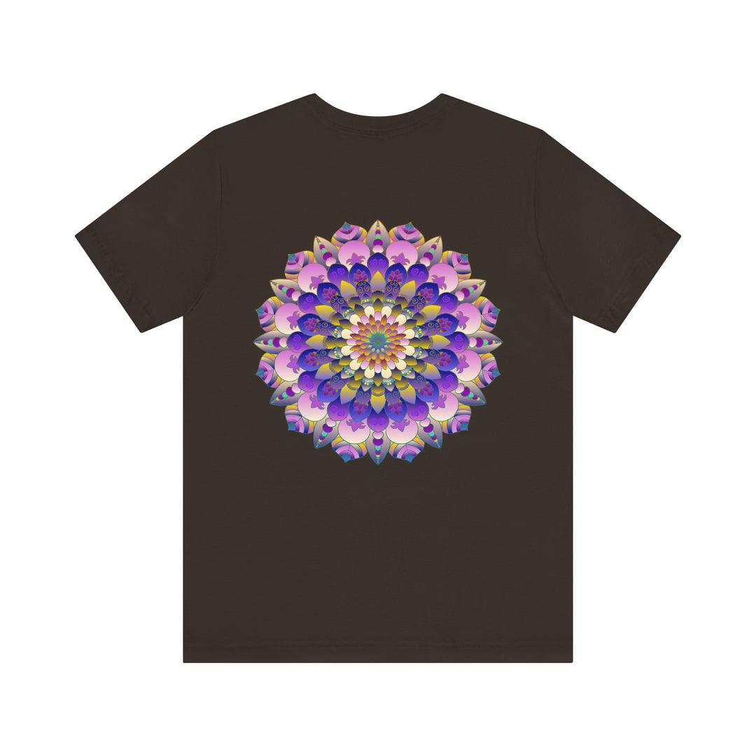 Colorful mandala t-shirt featuring intricate design for spiritual peace and harmony