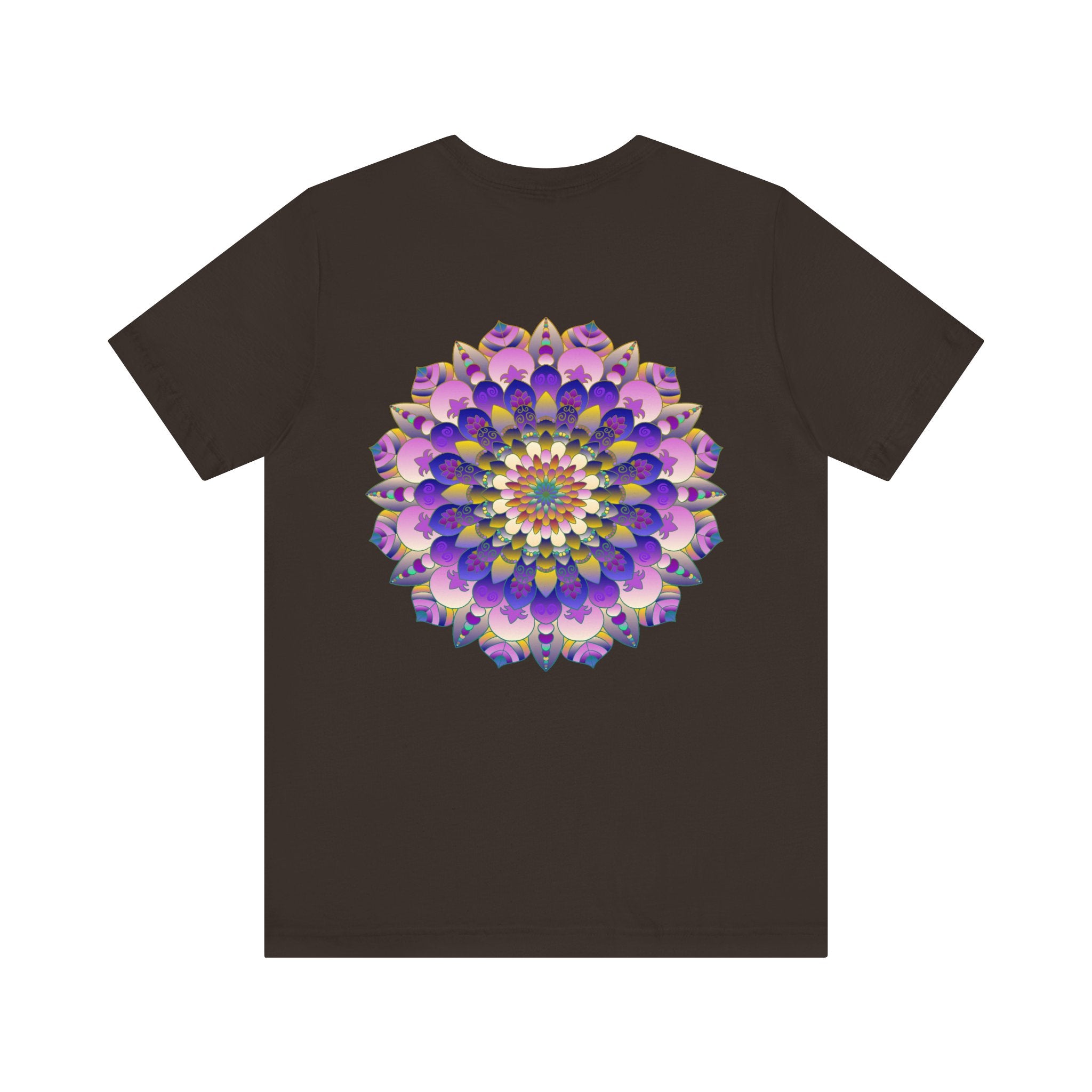 Colorful mandala t-shirt featuring intricate design for spiritual peace and harmony