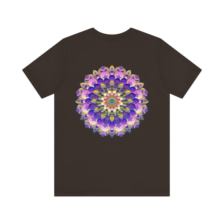 Colorful mandala t-shirt featuring intricate design for spiritual peace and harmony