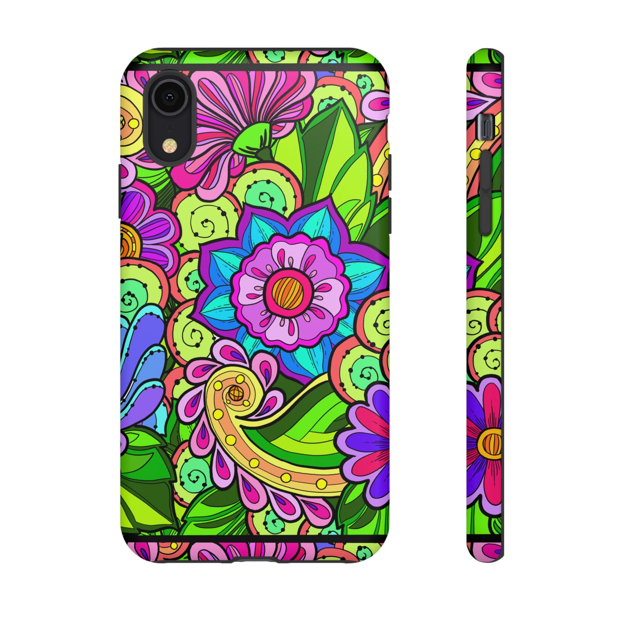 Custodia per iPhone e Google Pixel con fantasia floreale in verde brillante