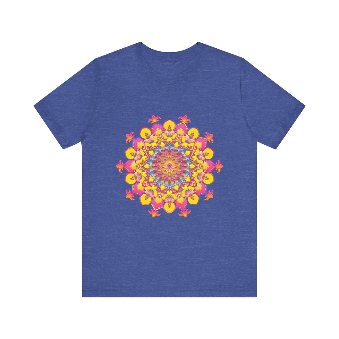 Vibrant and colorful floral mandala tee shirt with intricate design