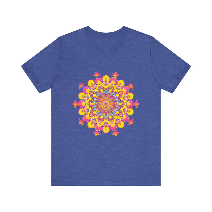 Vibrant and colorful floral mandala tee shirt with intricate design