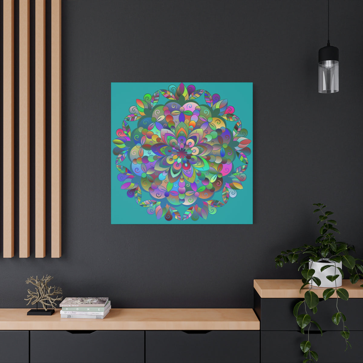 Colorful Floral Mandala Matte Canvas Wall Art — Stretched 1.25"