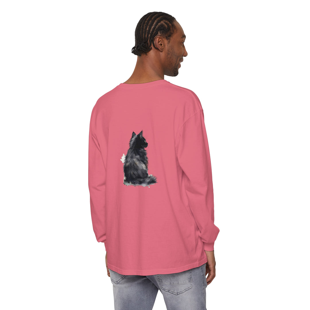  High-quality watercolor print of a black and white cat on the t-shirt