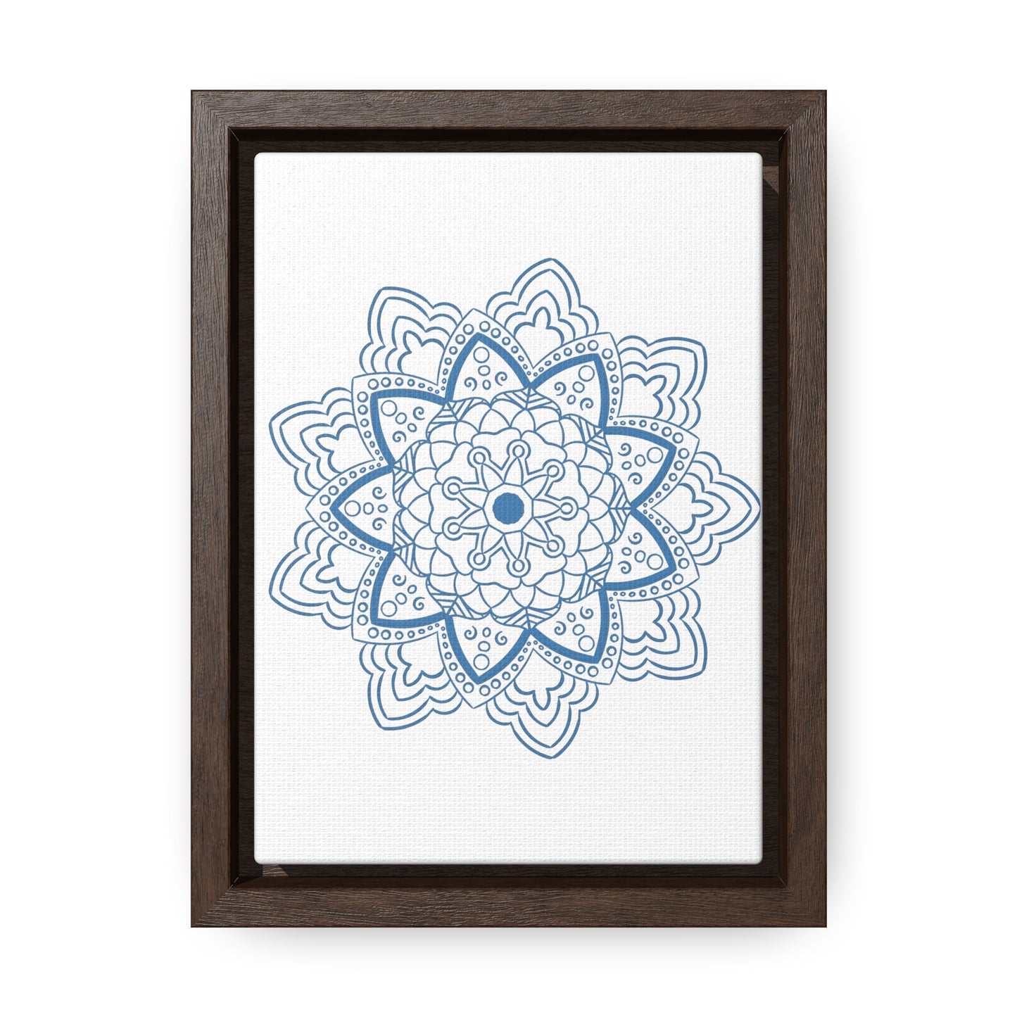 Mandala Handmade Art - Steel Blue Vertical Gallery Canvas Wraps Wall Art with intricate mandala design