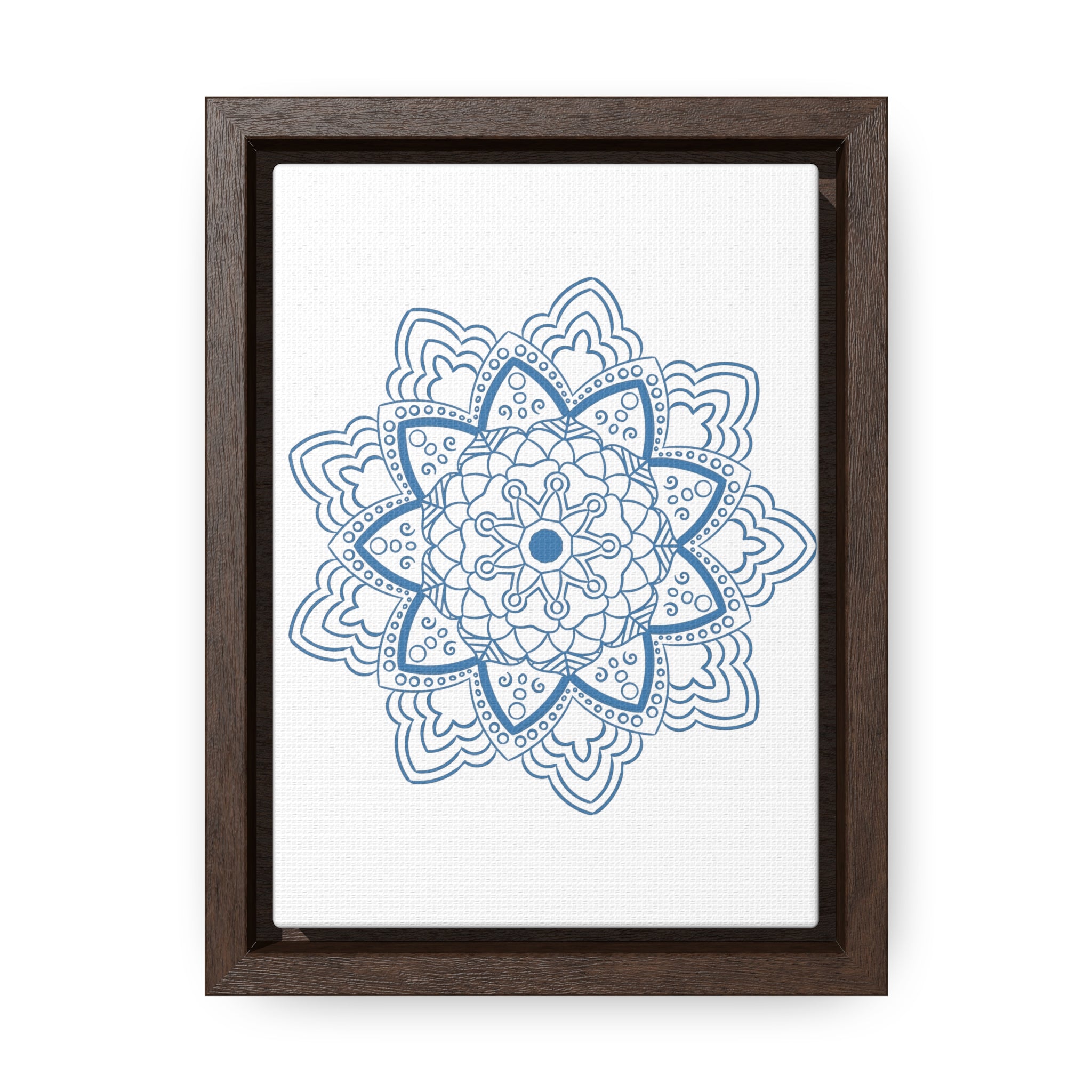 Mandala Handmade Art - Steel Blue Vertical Gallery Canvas Wraps Wall Art with intricate mandala design