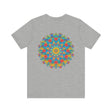 Colorful and intricate psychedelic mandala t-shirt with spiritual peace design