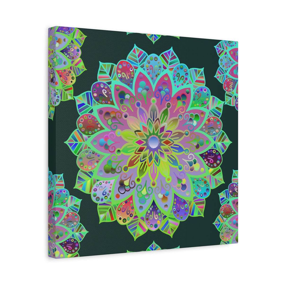 Vibrant Mandala Matte Canvas Wall Art — Colorful Floral Boho Stretched Print