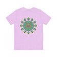 Colorful psychedelic mandala t-shirt with intricate patterns and spiritual vibes