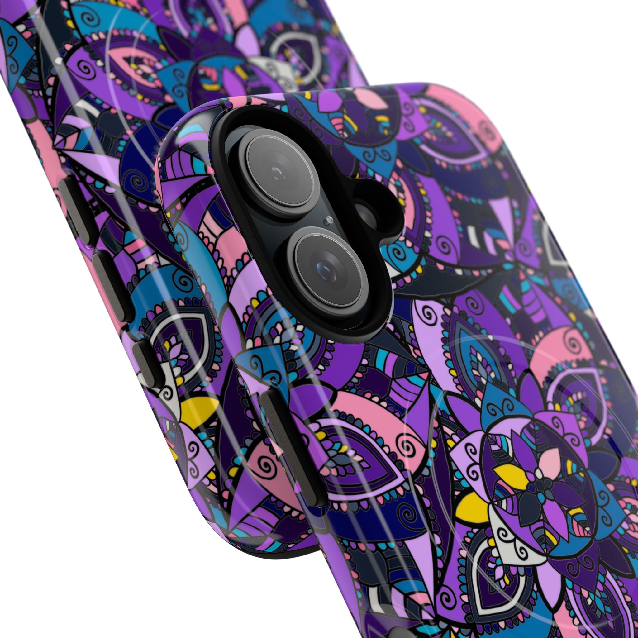 Magnetic Phone Case — Purple Mandala Floral Tough Case