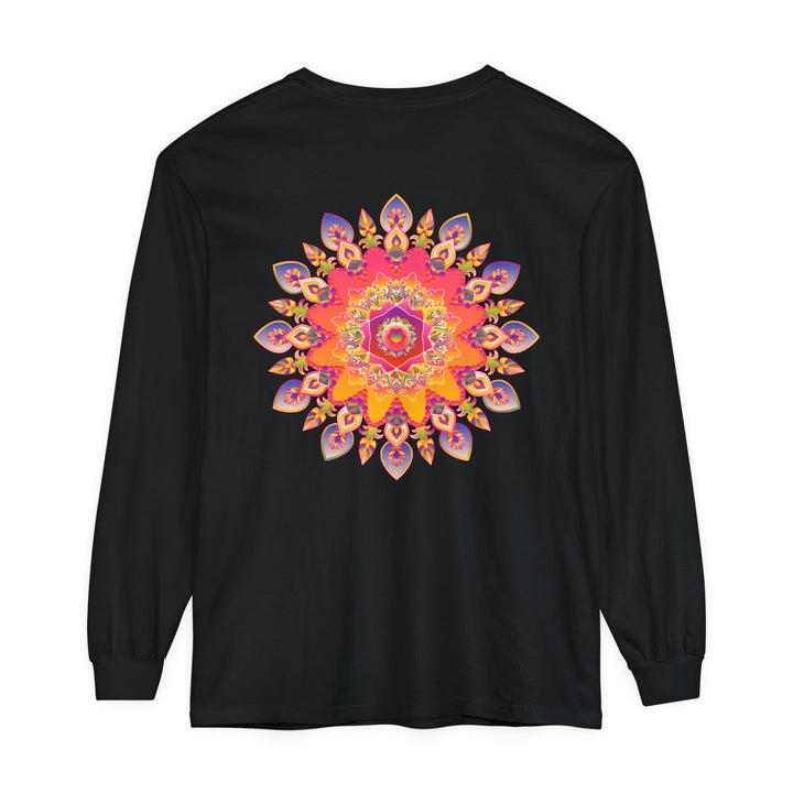 A colorful and intricately designed vibrant mandala unisex long sleeve t-shirt