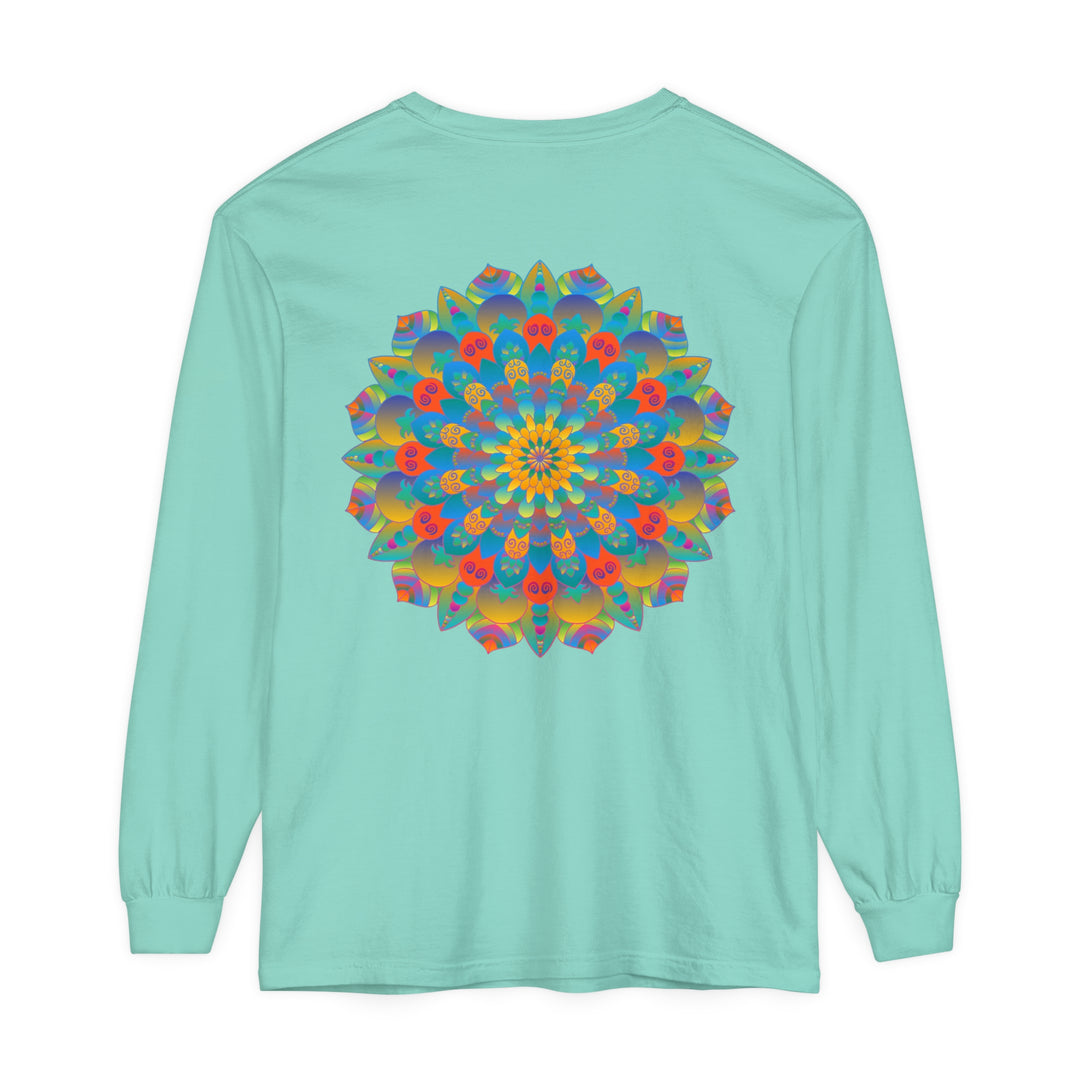 Unisex long sleeve t-shirt featuring a bold and vibrant mandala design