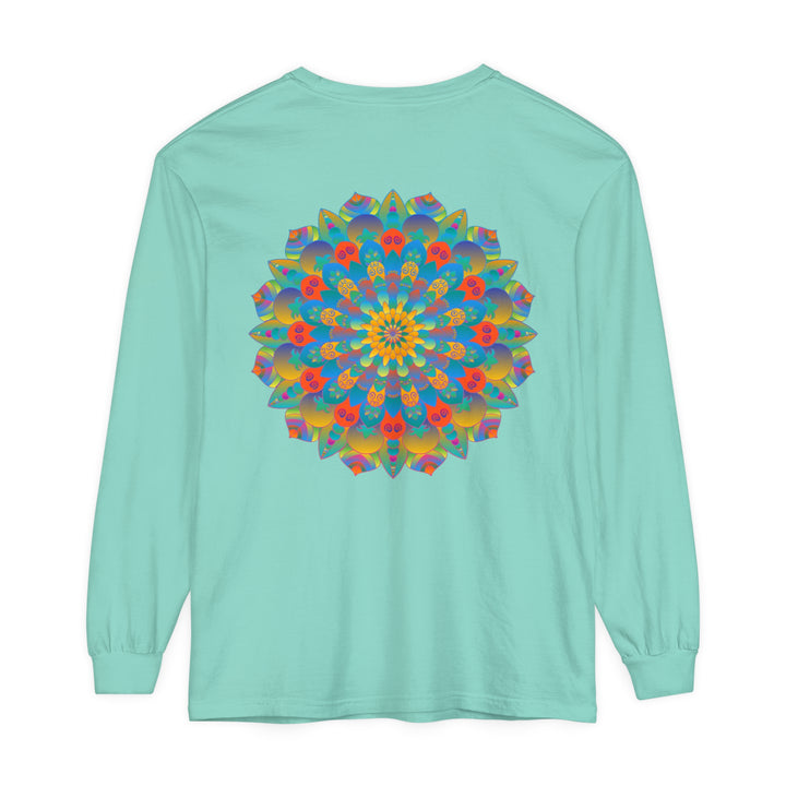 Unisex long sleeve t-shirt featuring a bold and vibrant mandala design