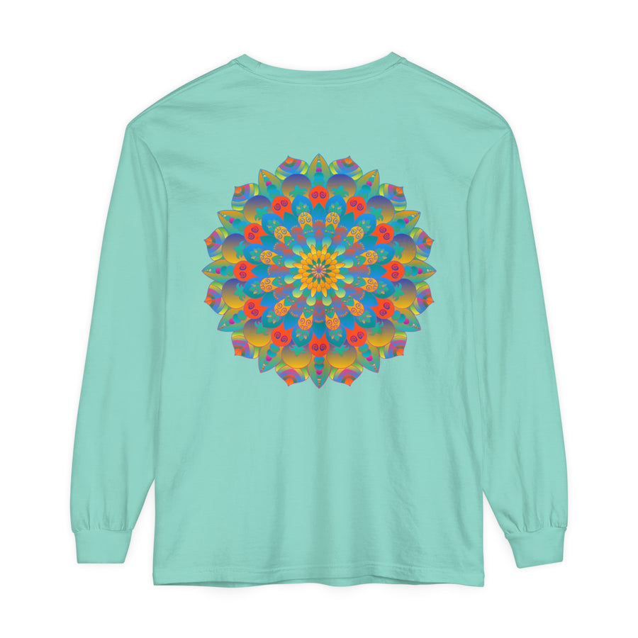 Unisex long sleeve t-shirt featuring a bold and vibrant mandala design