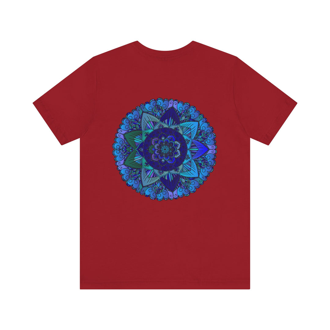 Blue Mandala T-Shirt featuring intricate spiritual design symbolizing peace and harmony