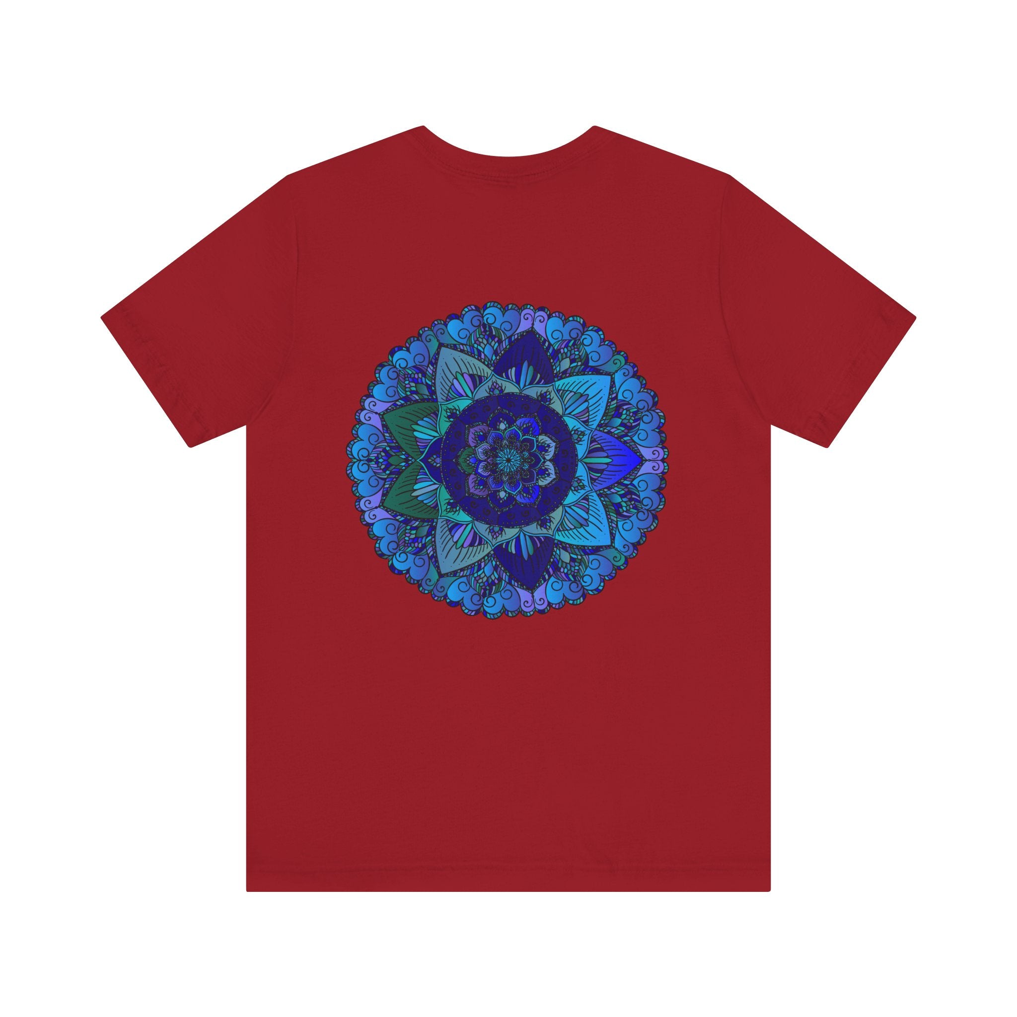 Blue Mandala T-Shirt featuring intricate spiritual design symbolizing peace and harmony