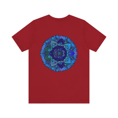 Blue Mandala T-Shirt featuring intricate spiritual design symbolizing peace and harmony