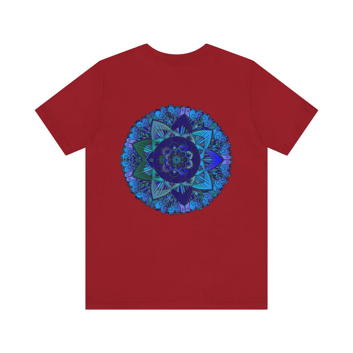 Blue Mandala T-Shirt featuring intricate spiritual design symbolizing peace and harmony