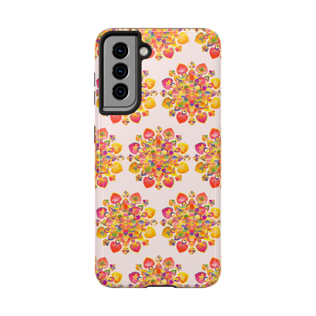 Phone Case - Hand-Drawn Mandala Art - Light Pink Long Description 110