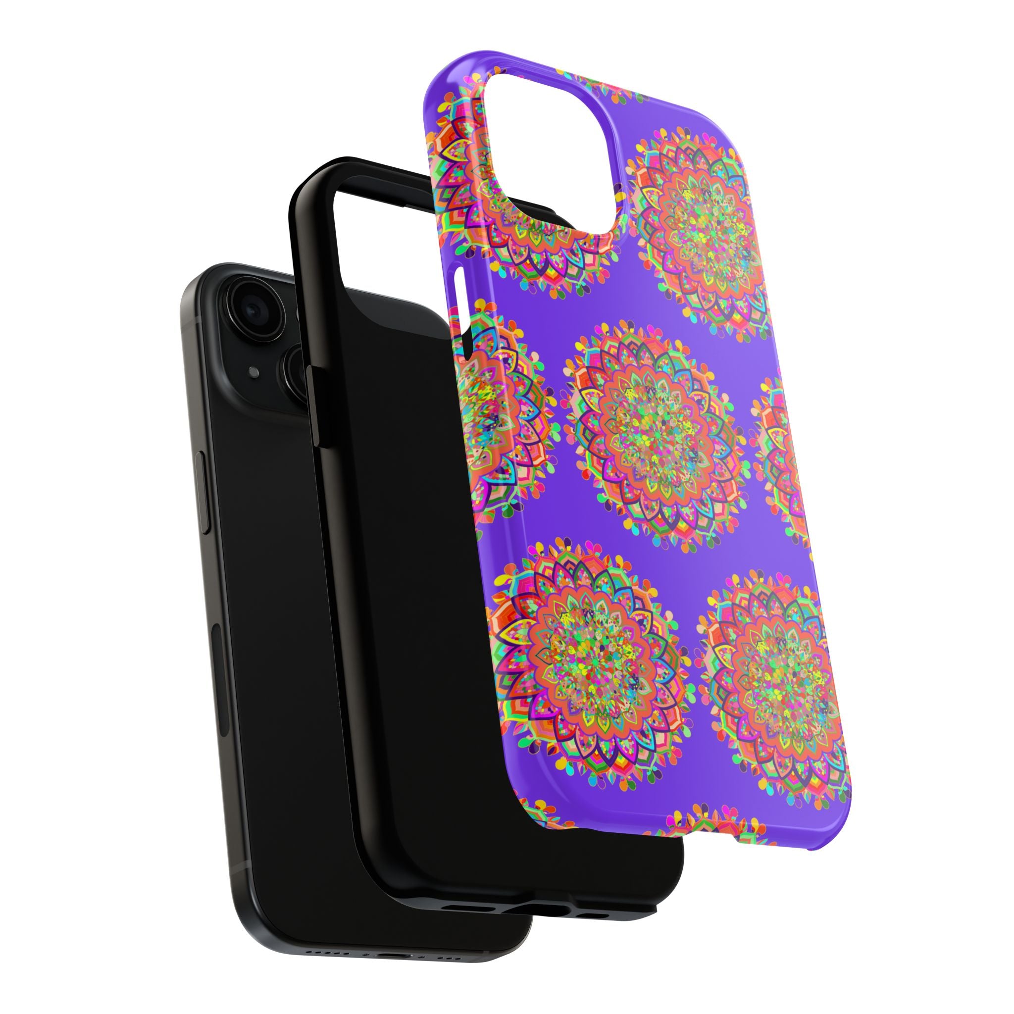 Hand Drawn Small Purple Mandala Art Phone Case designed for iPhone X and XS, featuring intricate and elegant mandala design in shades of purple