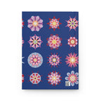 Diario con copertina rigida — Mandala geometrico blu su rosso (Nordic Chic)