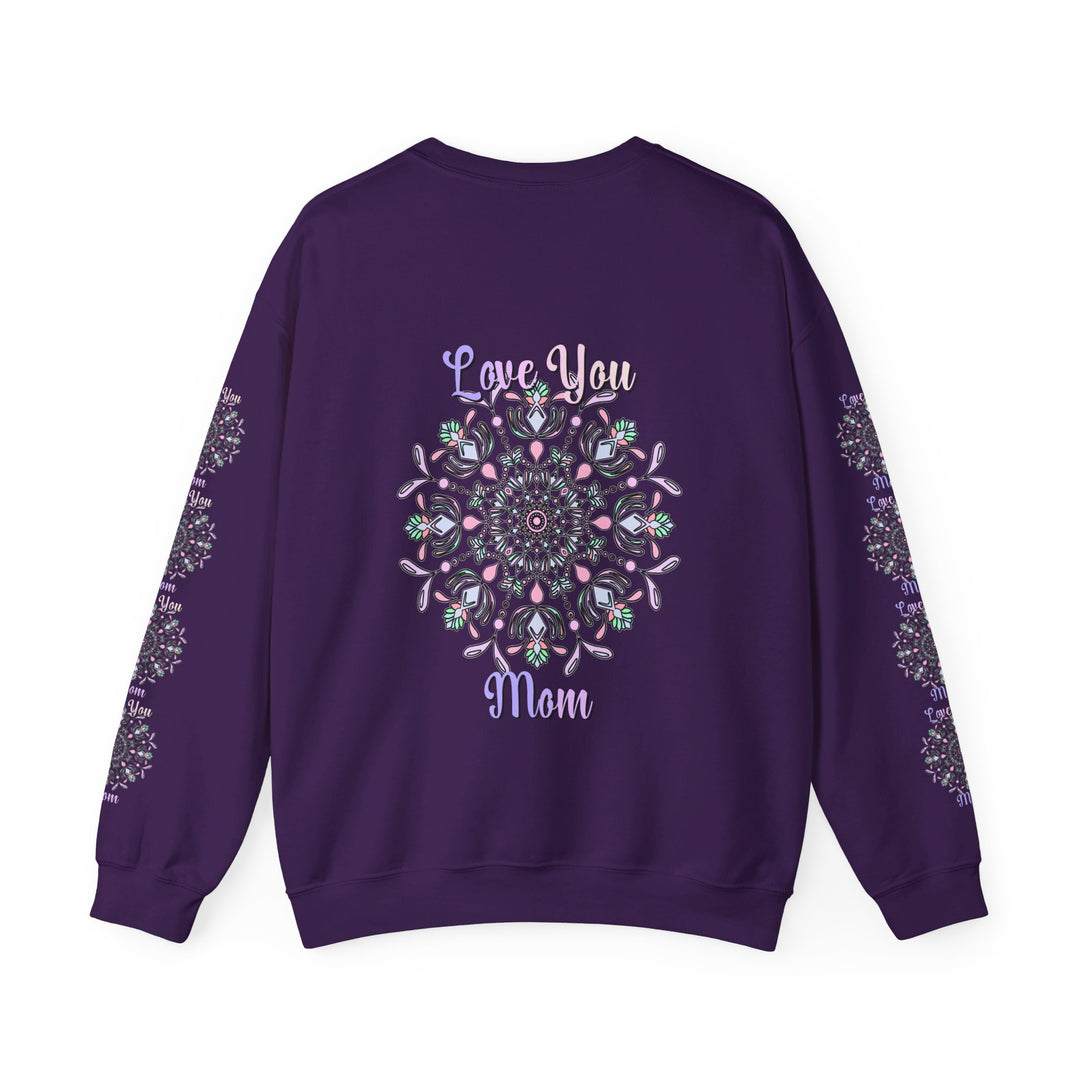 Cozy and comfortable unisex crewneck sweatshirt in black with 'Love You Mom' design, perfect for gifting on Mom's birthday