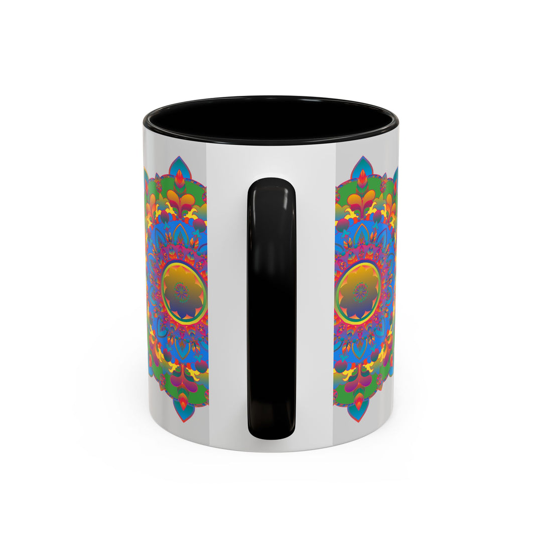 Elegant and intricate mandala flower illustration on grey mug