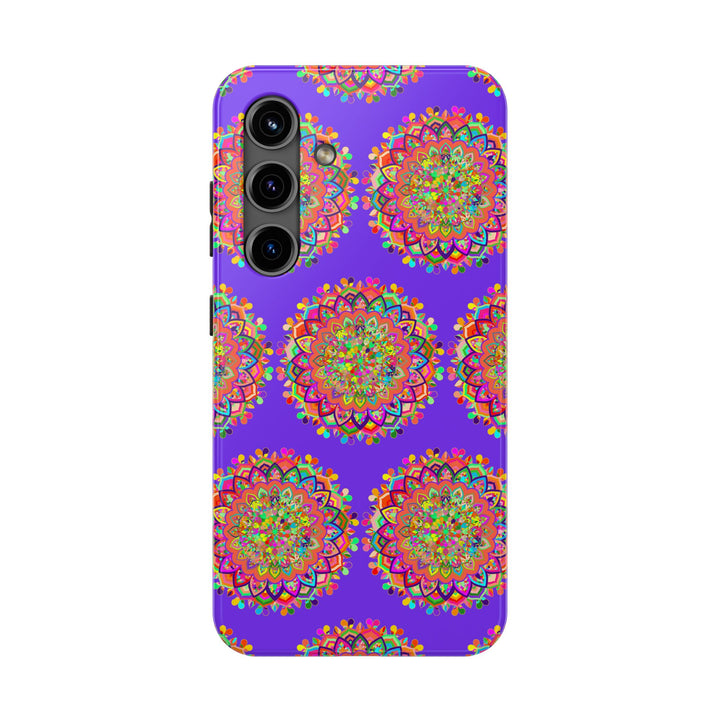 Hand-drawn intricate purple mandala phone case for iPhone X and XS