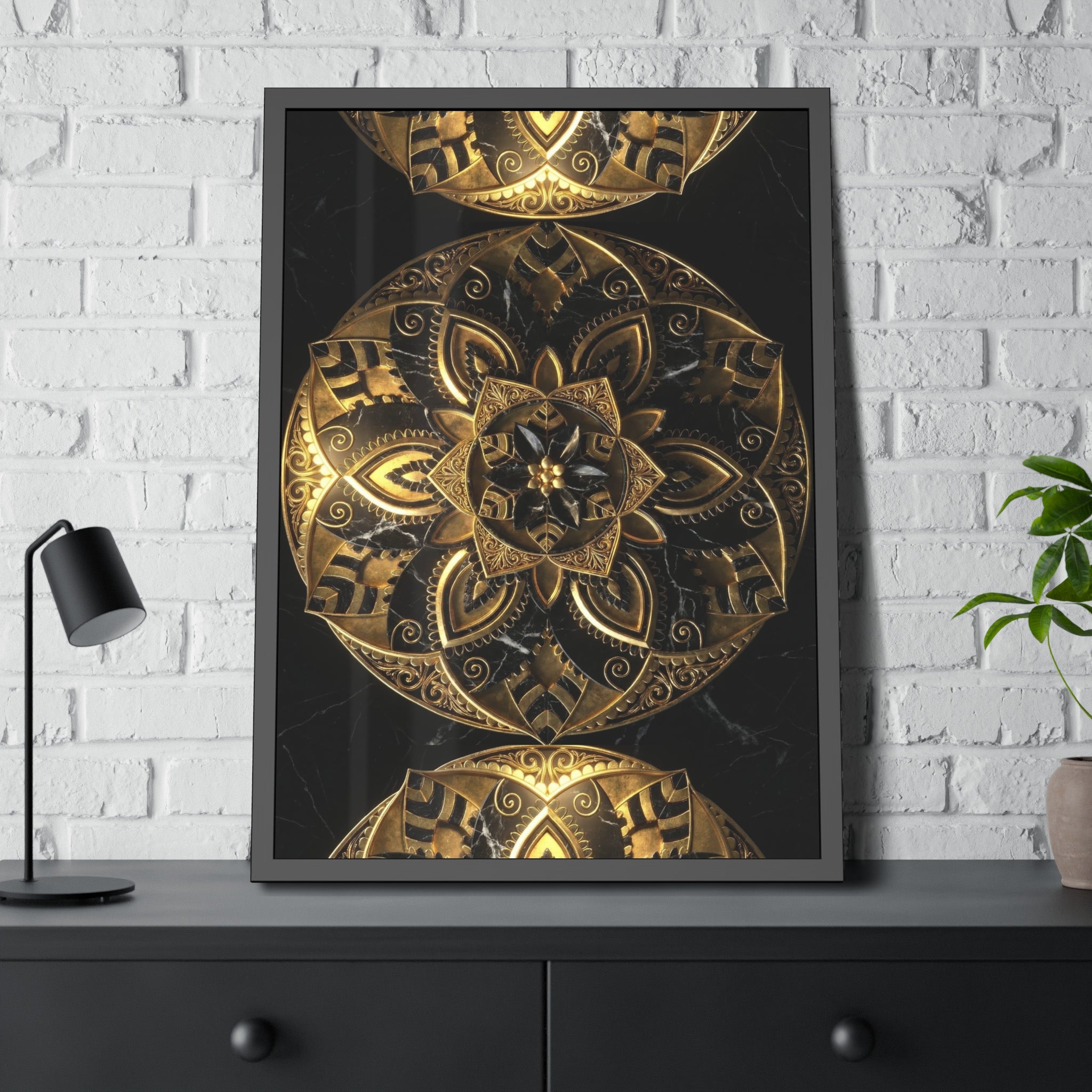Golden Void Signature – Kunstdruck mit Zierrahmen