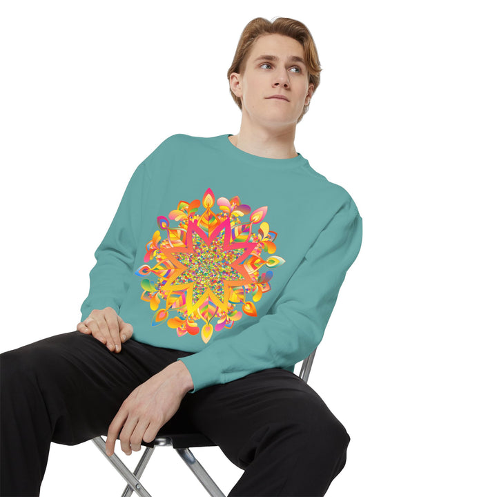 Colorful Mandala Sweatshirt with intricate geometric patterns and vibrant hues