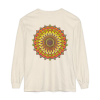 Intricate mandala design featured on a comfortable unisex long sleeve t-shirt
