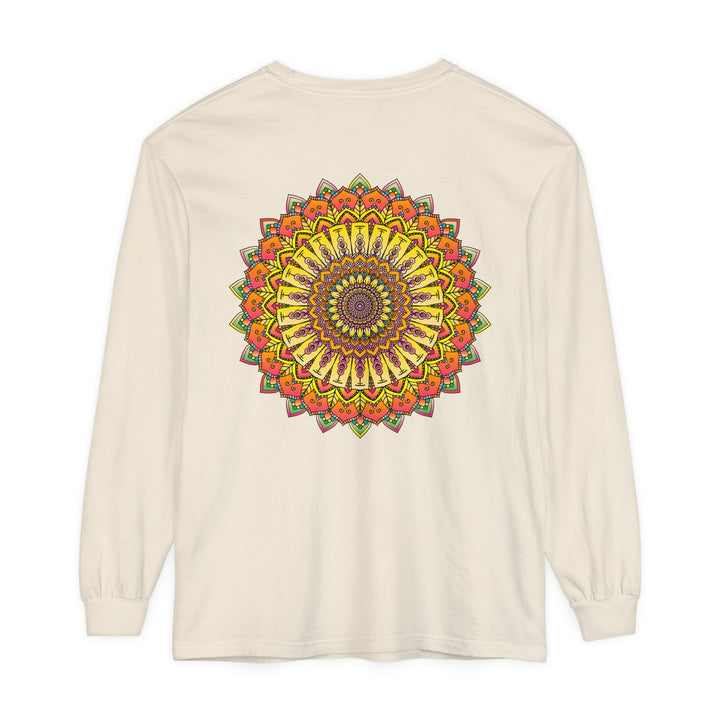 Intricate mandala design featured on a comfortable unisex long sleeve t-shirt