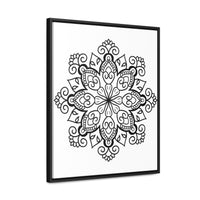 Black and White Mandala Handmade Art on Vertical Frame Gallery Canvas Wrap